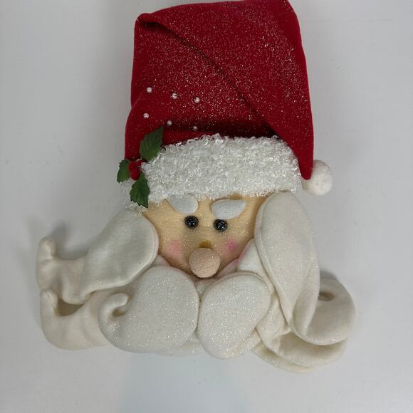 Gerson Int Hanging Christmas Santa Head 16" Red Yule Tidings Fabric Glittered - Picture 7 of 11